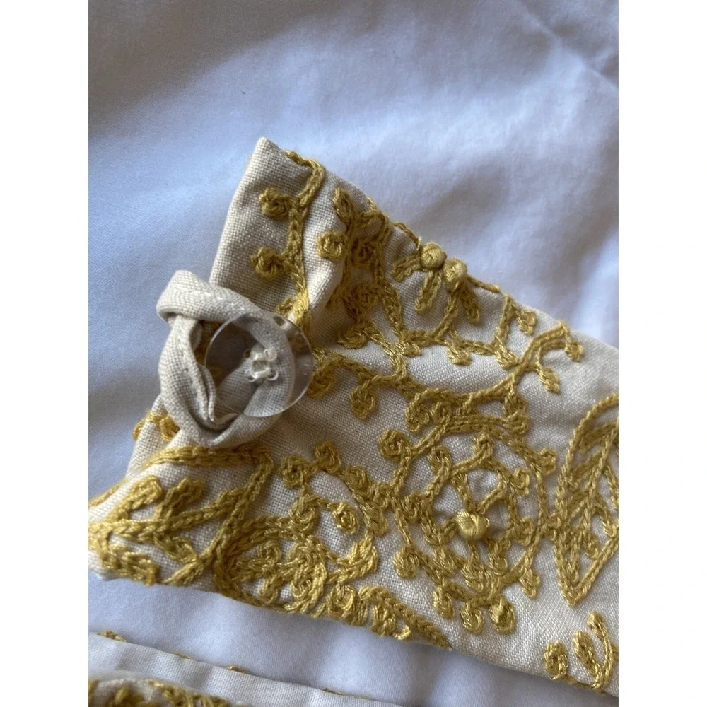 Pottery Barn Curtain Tie Back Embroidered Yellow & Khaki
